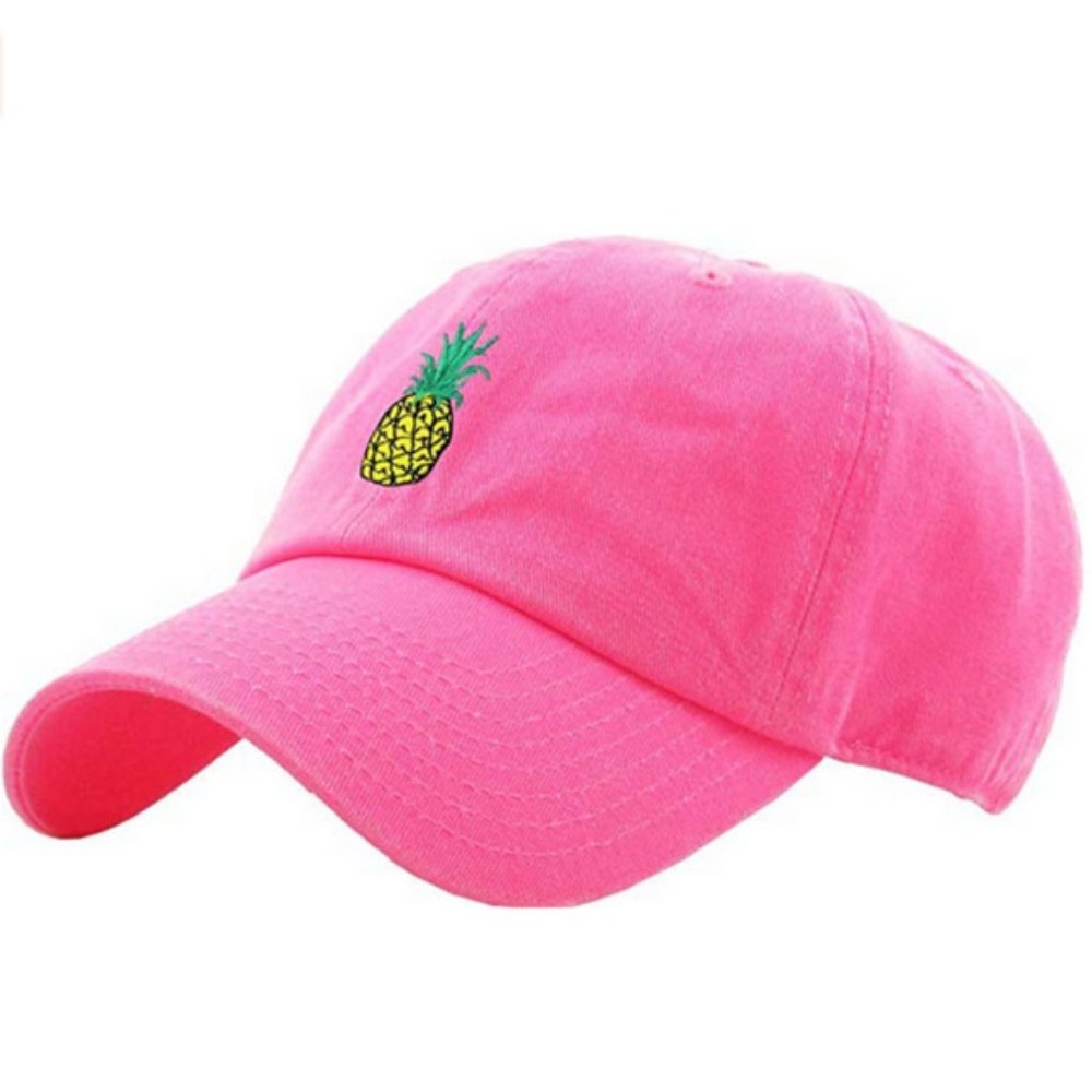Pineapple Dad Hat Neon Pink
